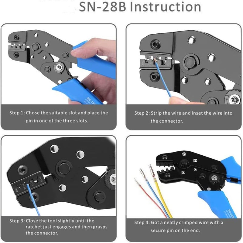Fraternize 60 Sets JST Servo Connector Kits Plug Male Female Crimp Pin Cable with SN-28B Dupont Crimping Tool 0.1-1.0mm ²(AWG28-18) Compatible JST SYP servo wire cable for RC Car Hitec Spektrum Model Airplanes - Image 2